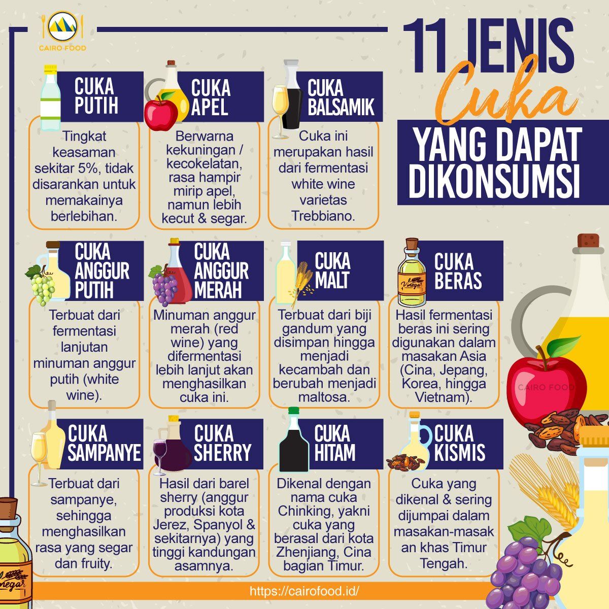 11 jenis cuka yang dapat dikonsumsi